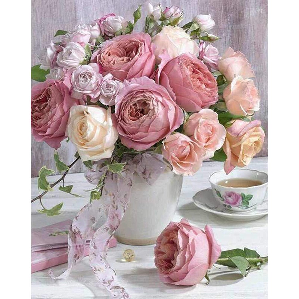 11ct Stamped Cross Stitch Rose In Vase (36*46cm)