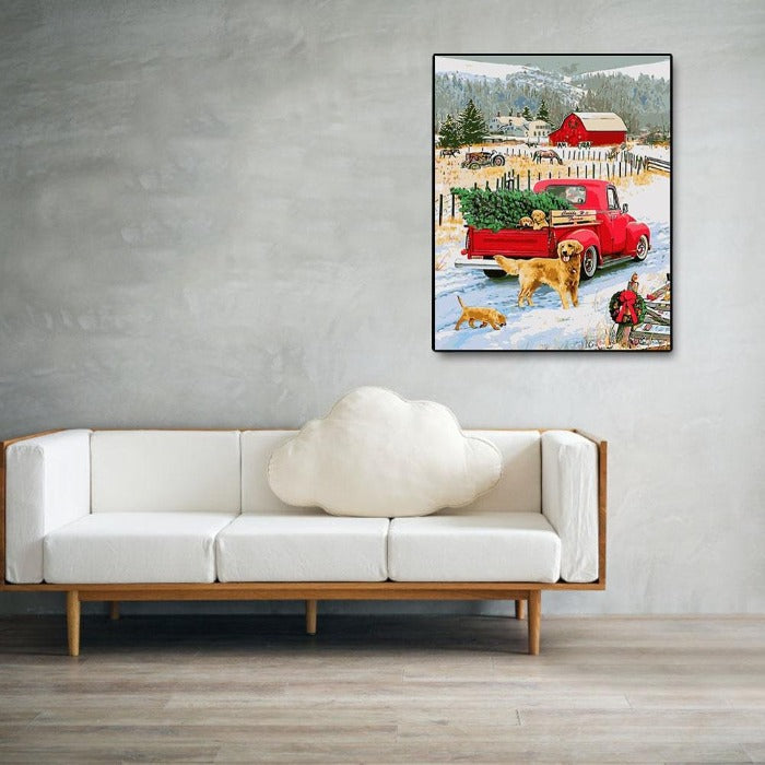 Farm Dogs Hand Painted Canvas Oil Wall Picture Craft DIY Home Decor Arts