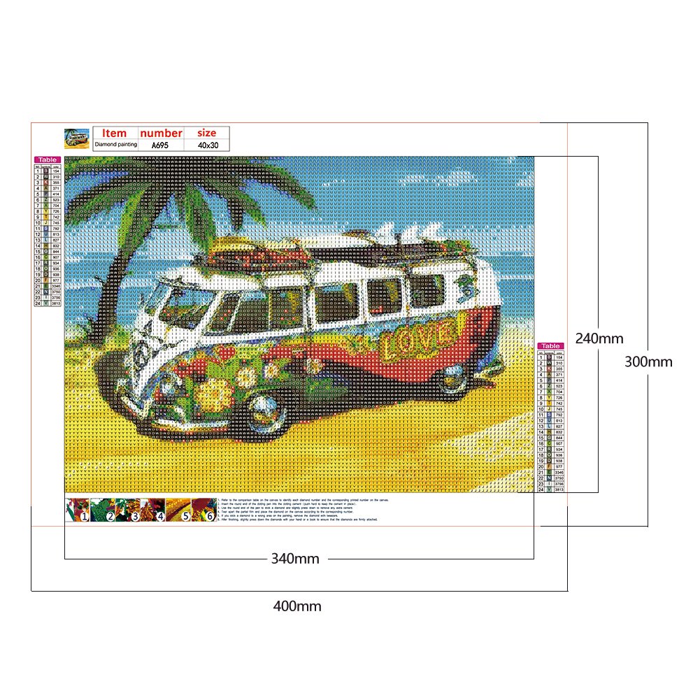 Diamond Painting - Full Round - Love Bus