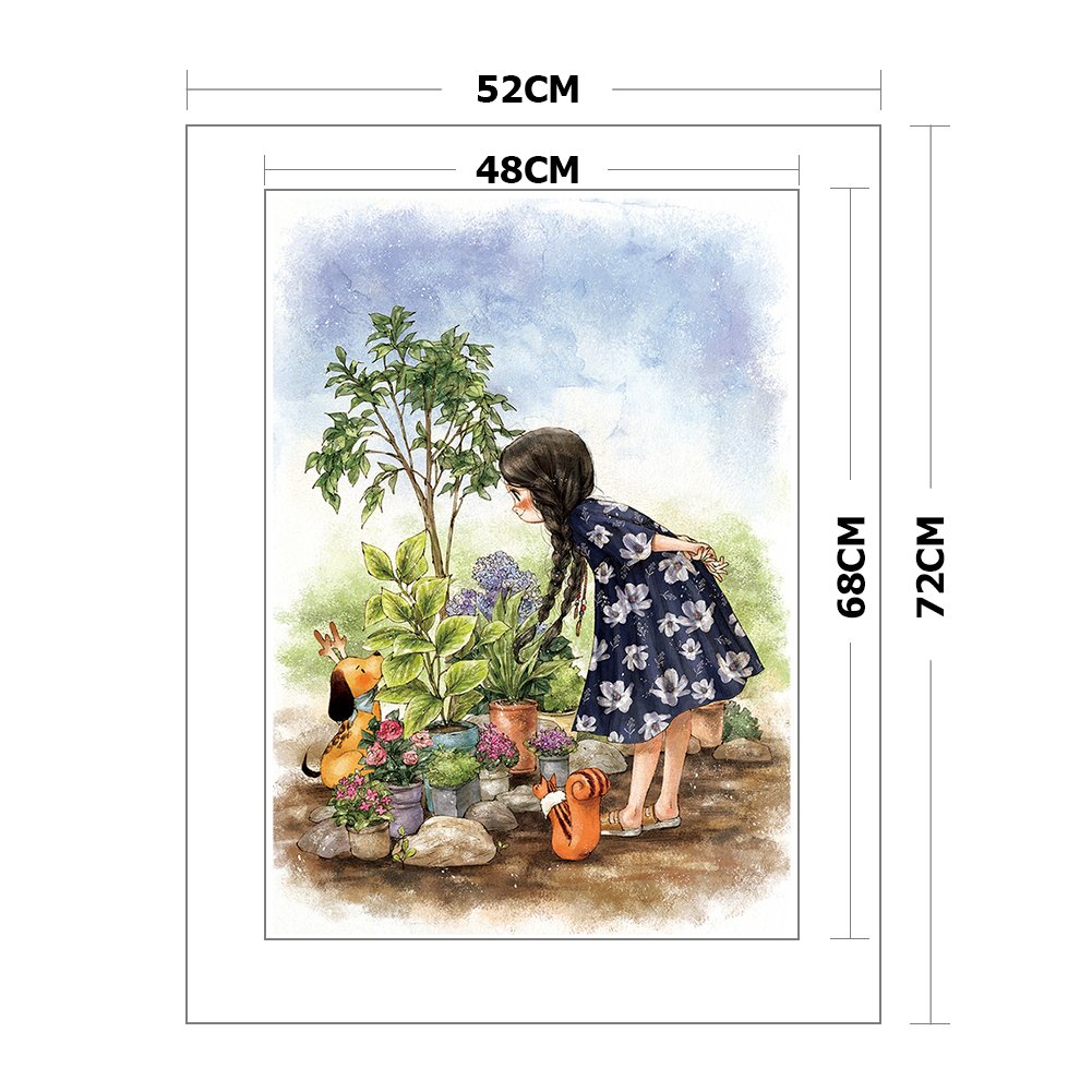11ct Stamped Cross Stitch - Plant Girl(53*72cm)