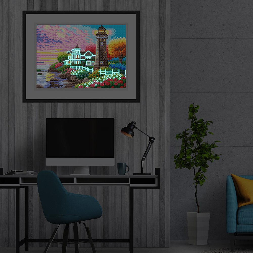 Luminous Diamond Painting - Full Round - Seaside Building