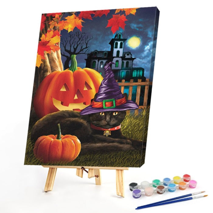 Paint By Number Oil Painting Pumpkin Black Cat Canvas Painting Wall Art Poster