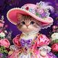 DIY Pearl Painting With Frame - Handmade Self-Adhesive Pearls - Cat (25*25cm) D
