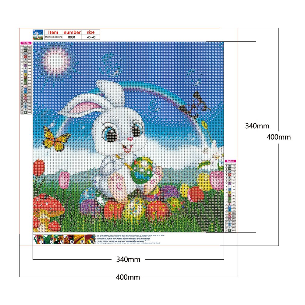 Diamond Painting - Full Round -Easter Bunny Rainbow