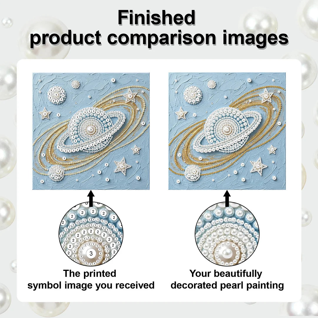 DIY Pearl Painting With Frame - Handmade Self-Adhesive Pearls - Starry Sky (25*25cm)