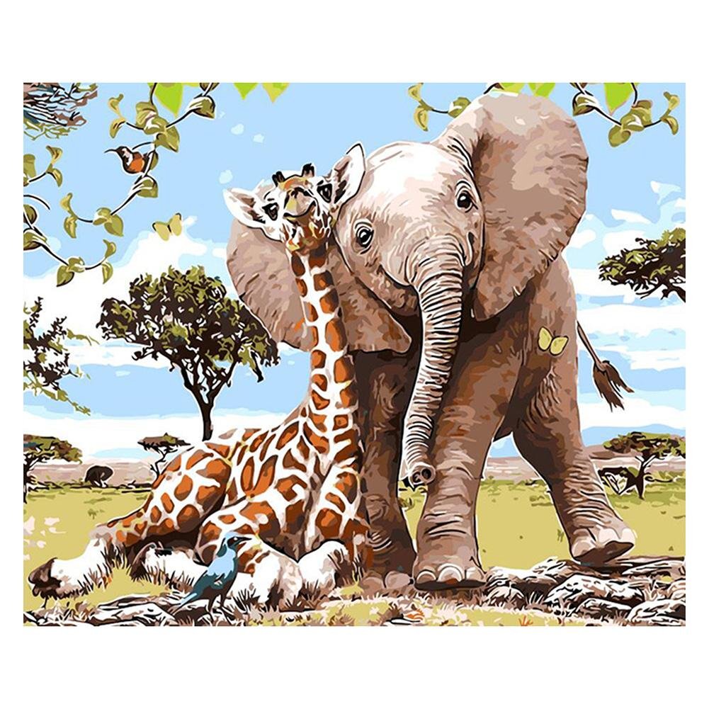 5D Diy Diamond Painting Kit Full Round Beads Lovely Elephant