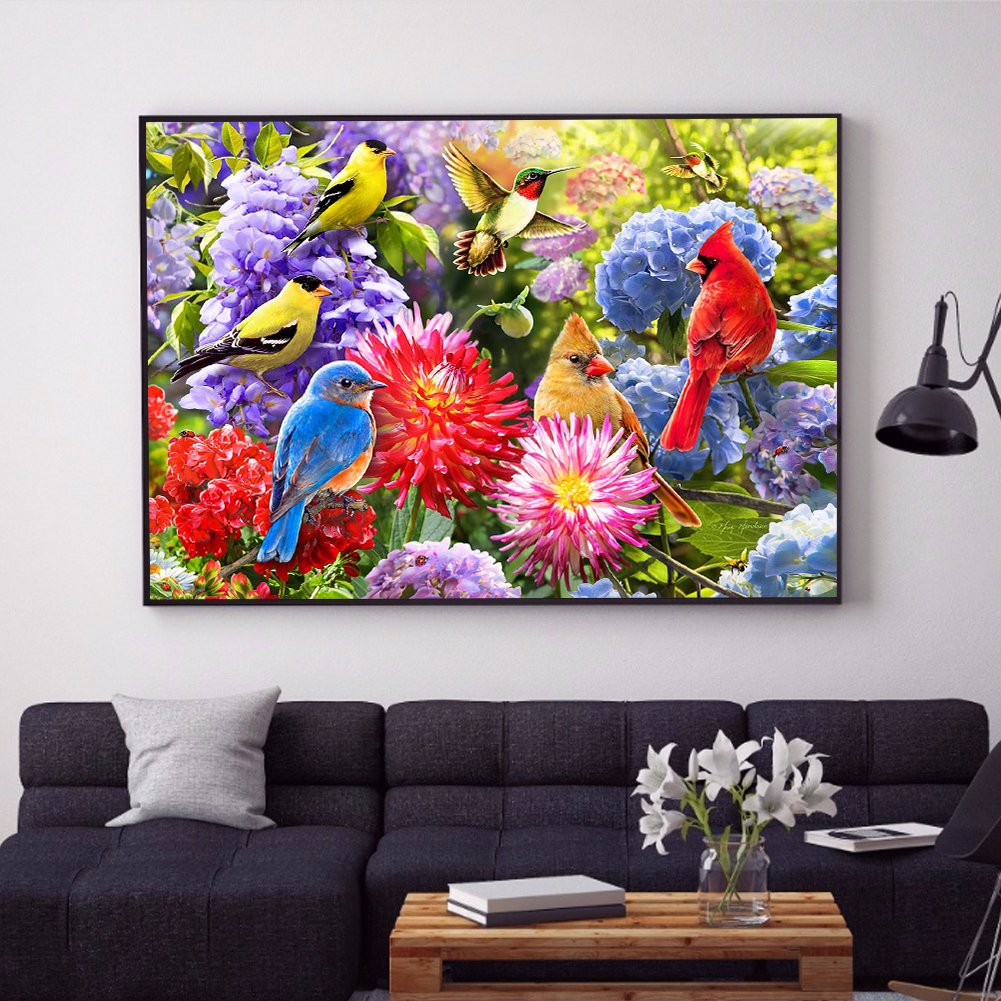 Diamond Painting - Full Round - Flower Birds H