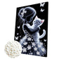 DIY Pearl Painting With Frame - Handmade Self-Adhesive Pearls - Girl and Cat (30*40cm)