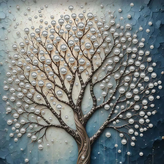 DIY Pearl Painting With Frame - Handmade Self-Adhesive Pearls - Sacred Tree (30*30cm)