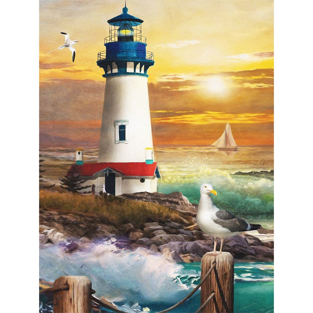 5D Diy Diamond Painting Kit Full Round Beads Lighthouse