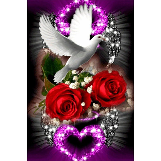 5D Diy Diamond Painting Kit Full Round Beads Rose Love(30*45cm)
