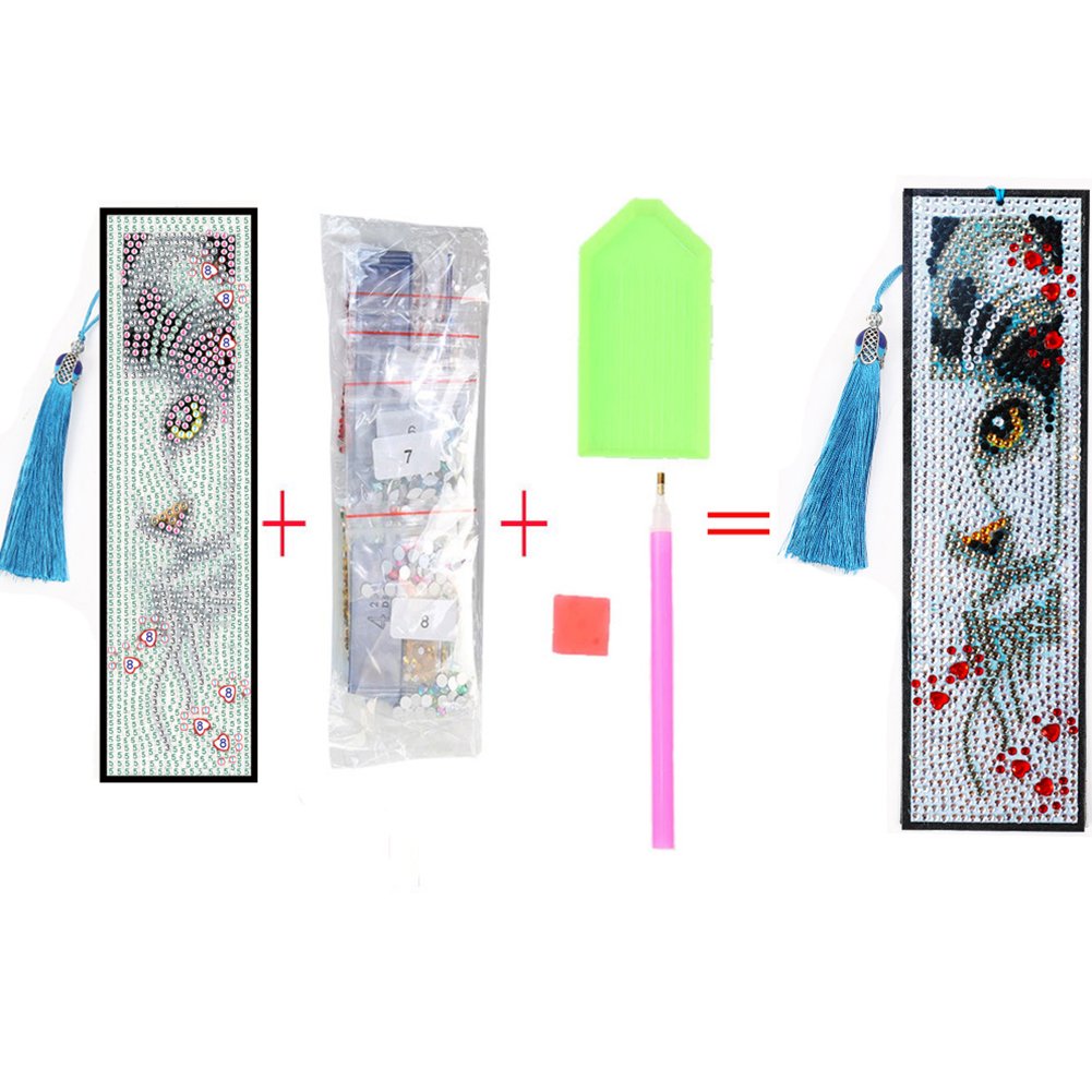 DIY Diamond Painting Bookmark with Tassel Cat