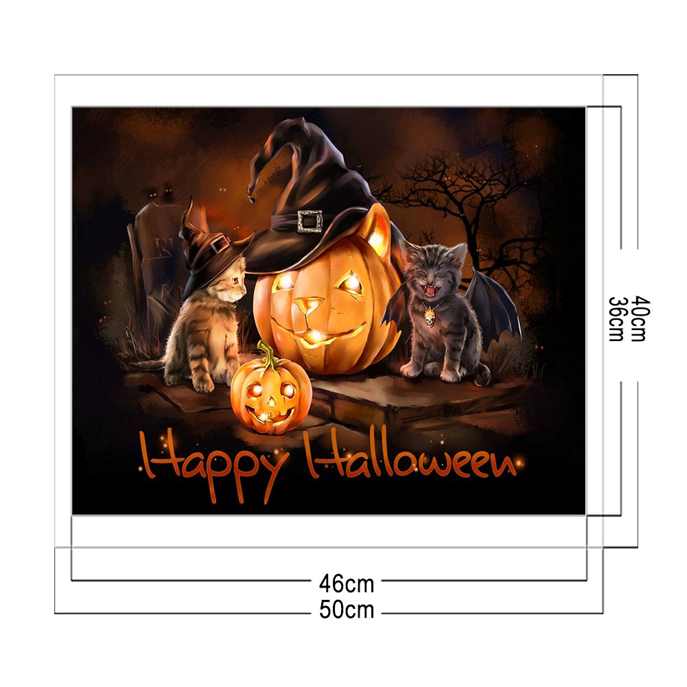 11ct Stamped Cross Stitch -Halloween Cat (40*50cm)