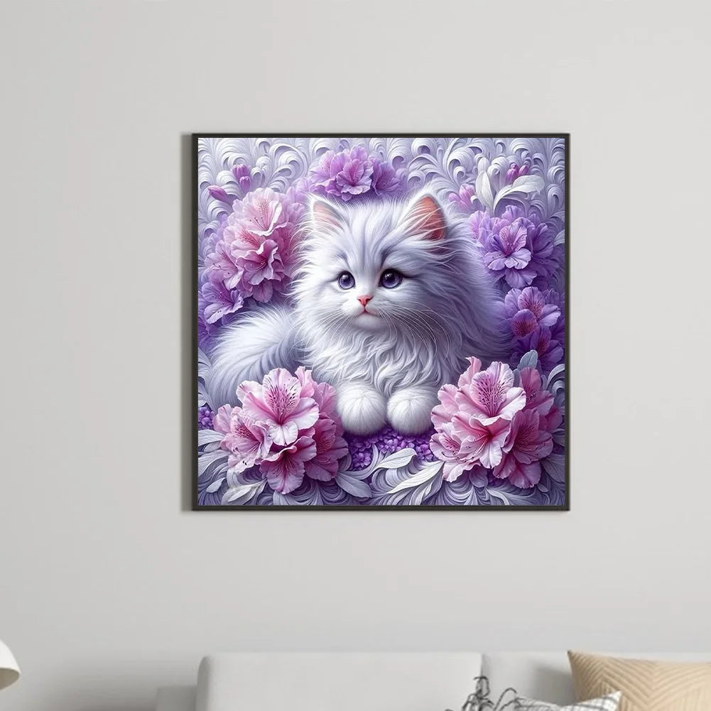 Diamond Painting - Full Round / Square - White Cat