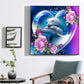 5D DIY Diamond Painting Kit - Full Round - Couple Dolphins