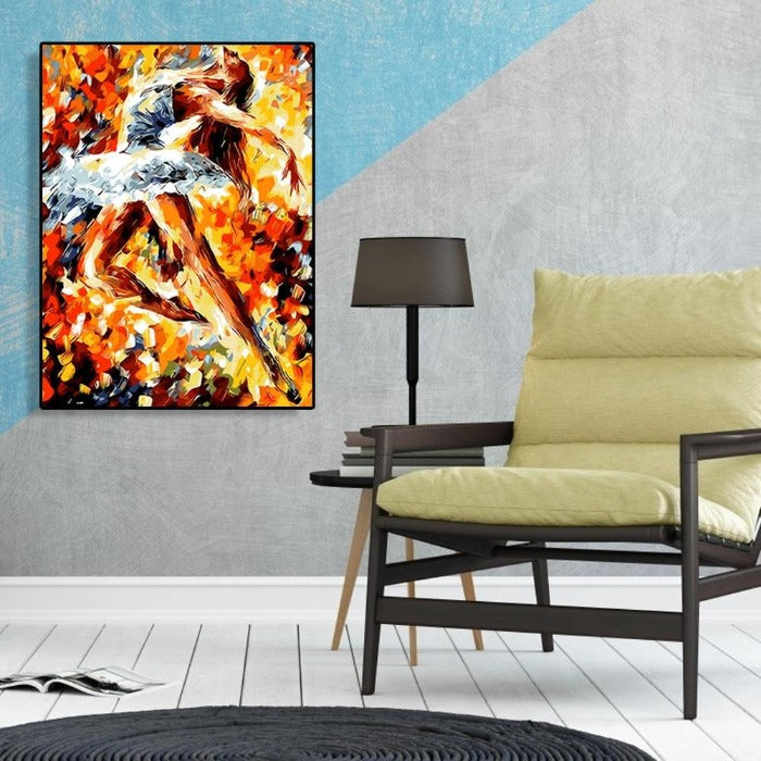 Hand Painted Artwork Frameless DIY Dancers Painting By Numbers Kit