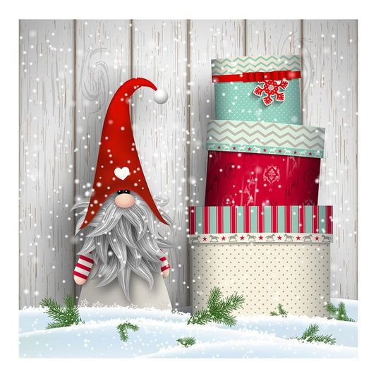 Diamond Painting - Full Round - Gnome With Christmas Gifts Box