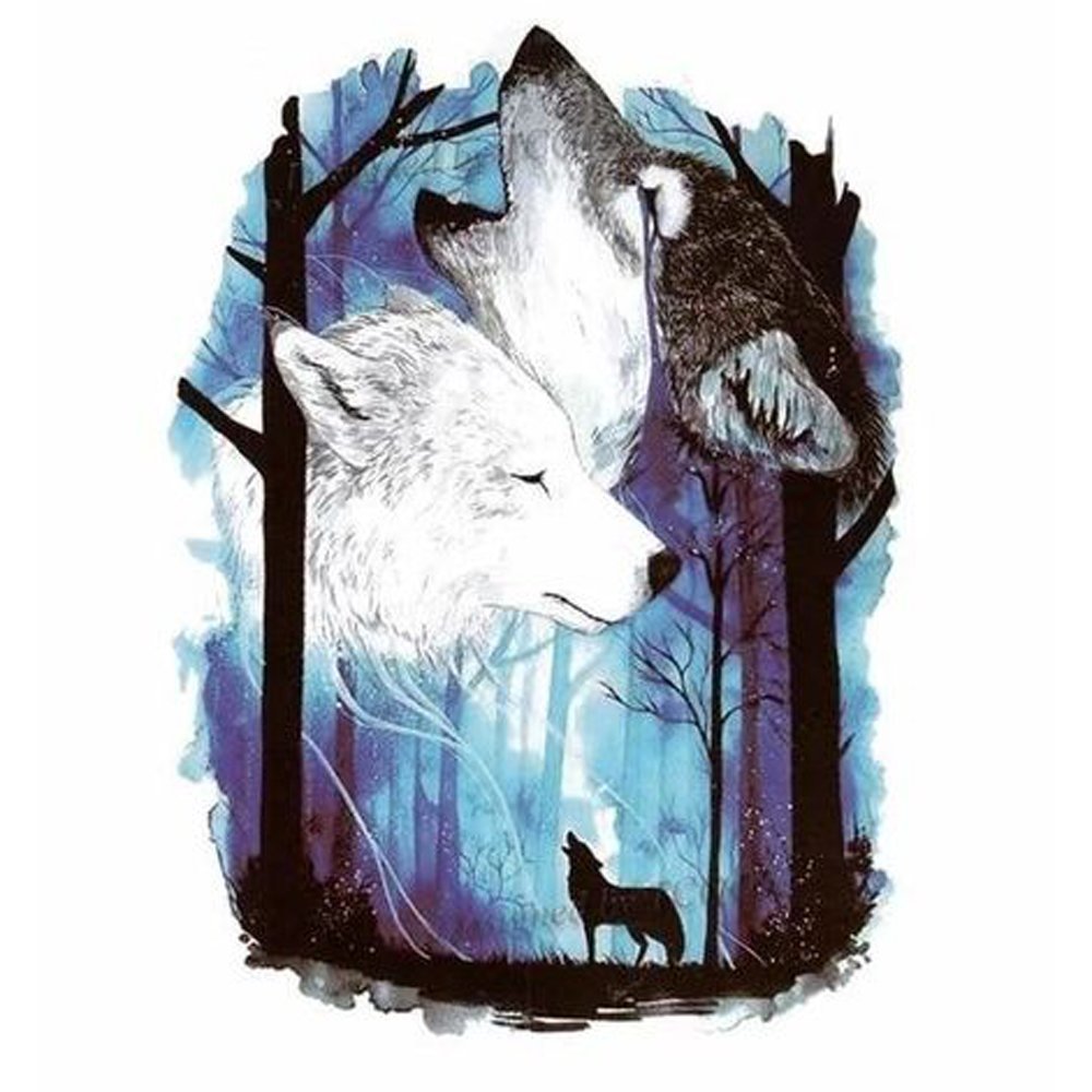 night wolf in the forest scenery diamond painting art