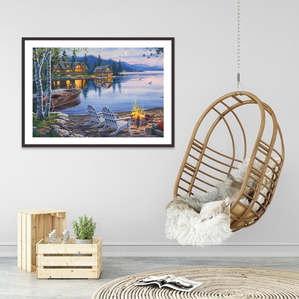 Diamond Painting - Full Round - Lakeside Scenery A