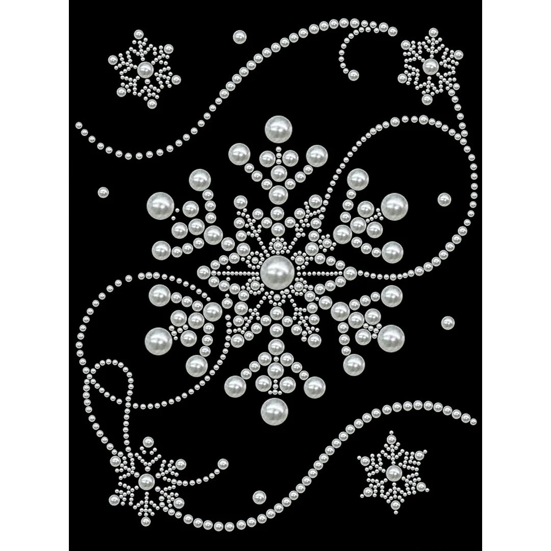 DIY Pearl Painting With Frame - Handmade Self-Adhesive Pearls - Snowflake (30*40cm) B
