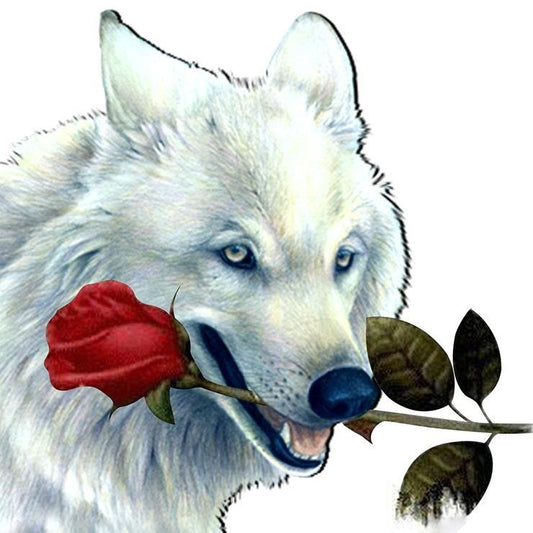 White Wolf Partial Round Beads Diamond embroidery kits