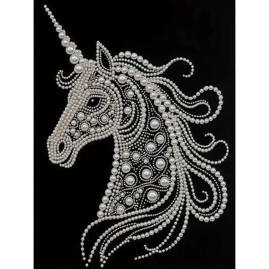 DIY Pearl Painting With Frame - Handmade Self-Adhesive Pearls - Unicorn (30*40cm) B