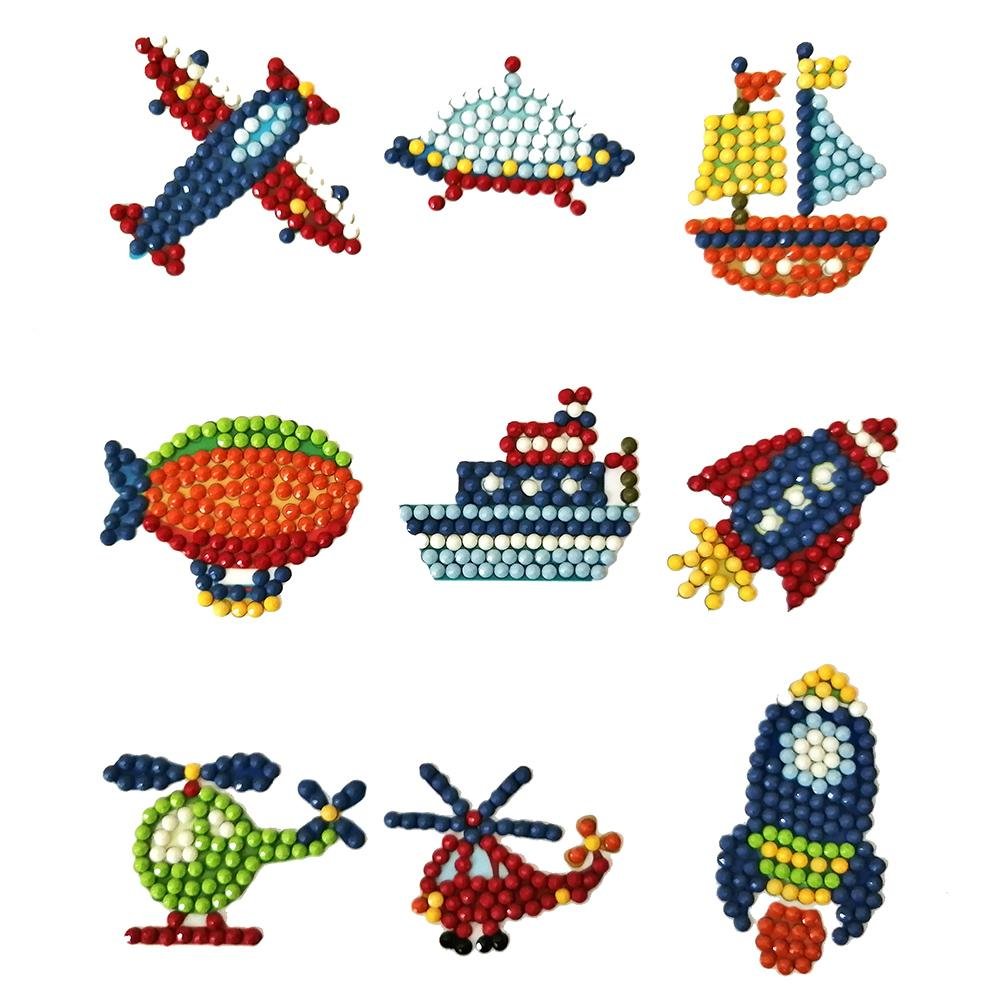 DIY Full Drill Round Cartoon Plane Diamond Painting Puzzle Sticker