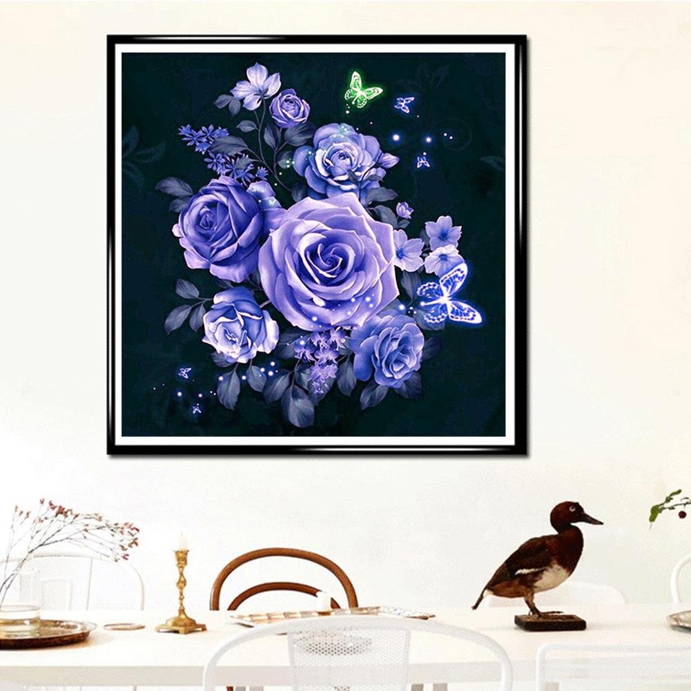 Diamond Painting - Partial Round - Purple Rose 2