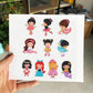 DIY Full Drill Round Cartoon Girls Diamond Painting Puzzle Sticker