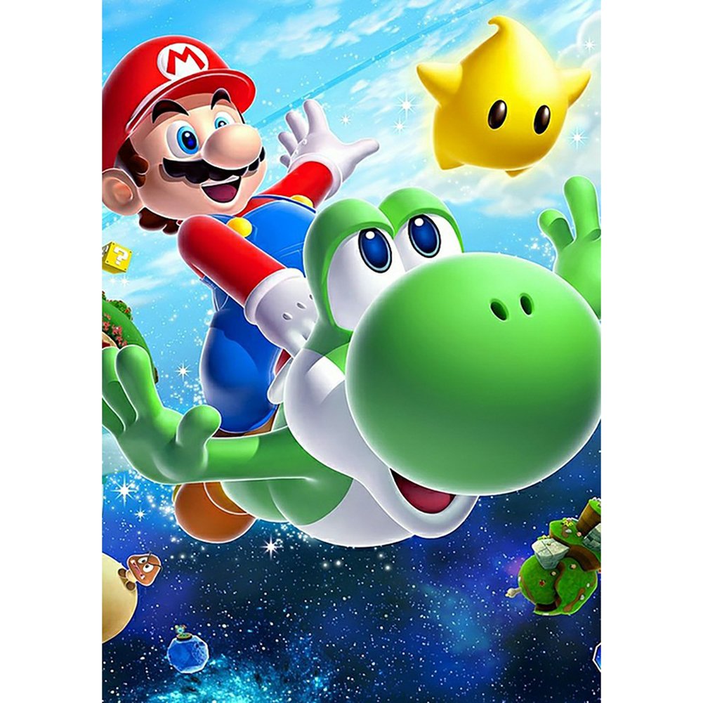 5D Diy Diamond Painting Kit Full Round Beads Super Mario