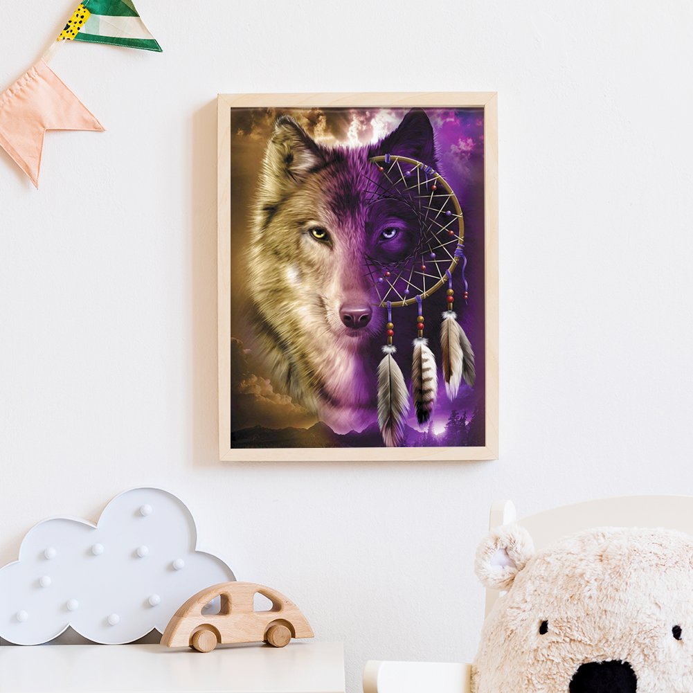 11CT Stamped Cross Stitch - Wolf&Dreamcatcher(36*46CM)