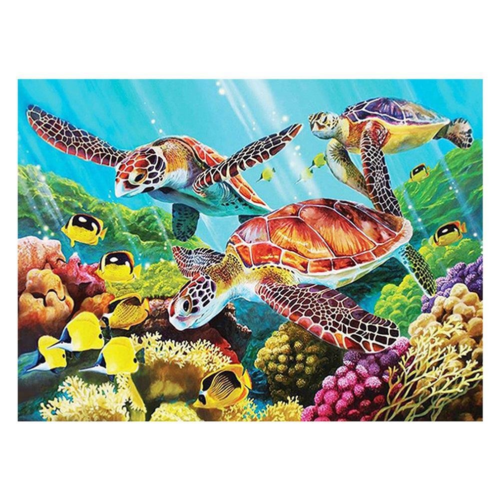 5D Diy Diamond Painting Kit Full Round Beads Sea Turtles