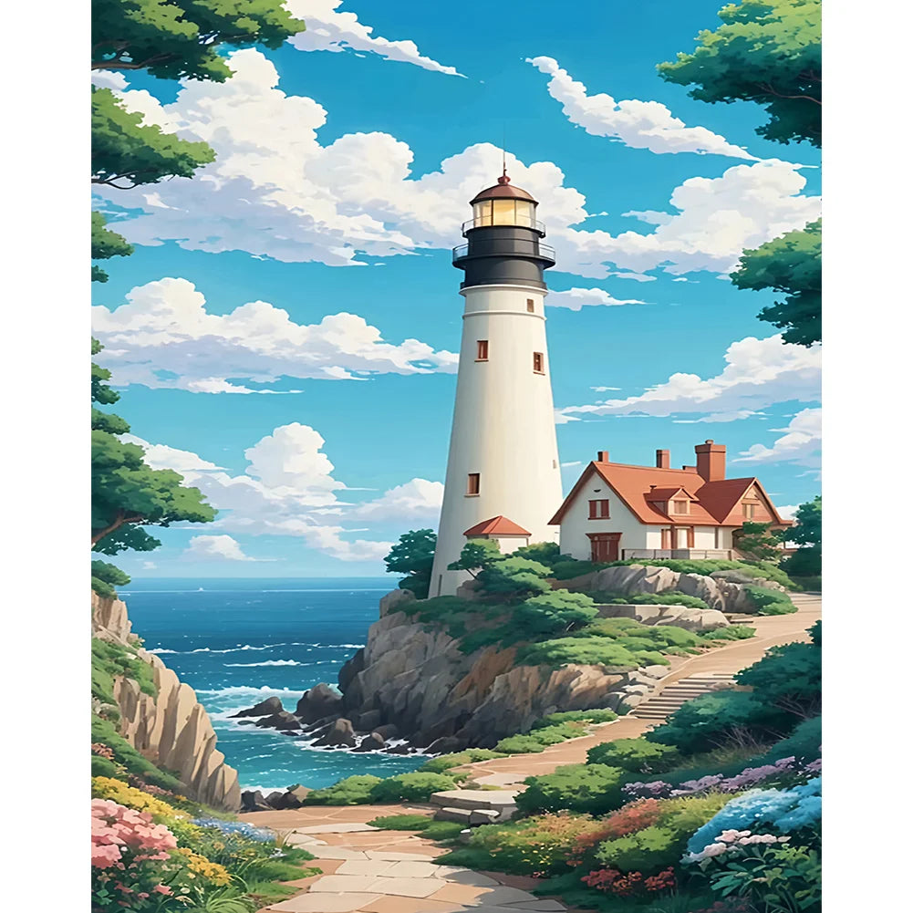 Diamond Painting - Full Round / Square - Lighthouse and Blue Sky
