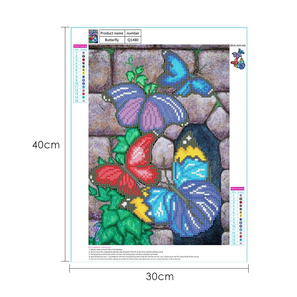 Diamond Painting - Partial Round - Colorful Butterflies