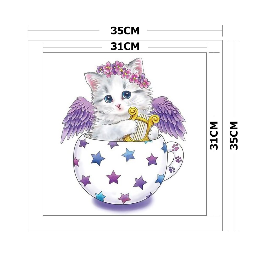 11CT Stamped Cross Stitch - Cat Cup(35*35cm) B