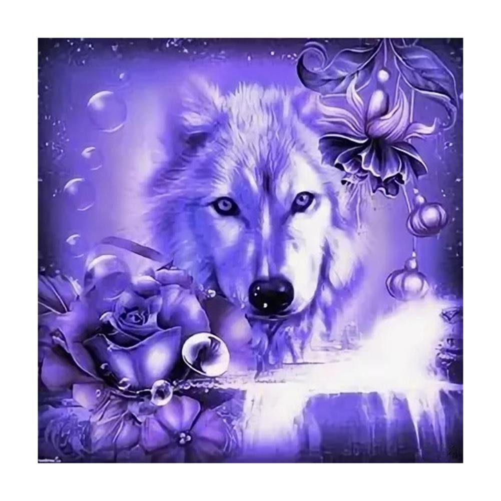 Diamond Painting - Full Round - Purple Wolf Rose