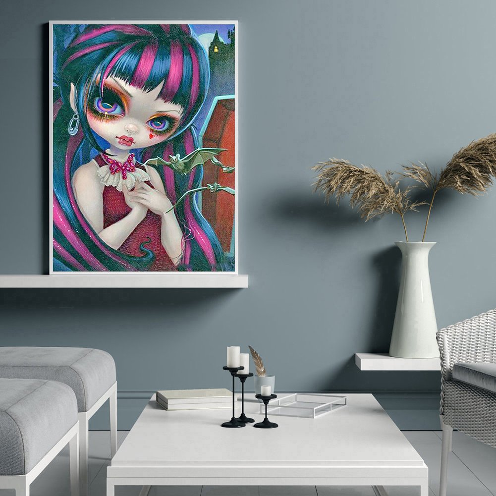 5D DIY Diamond Painting Kit - Full Round - Big Eyes Doll A