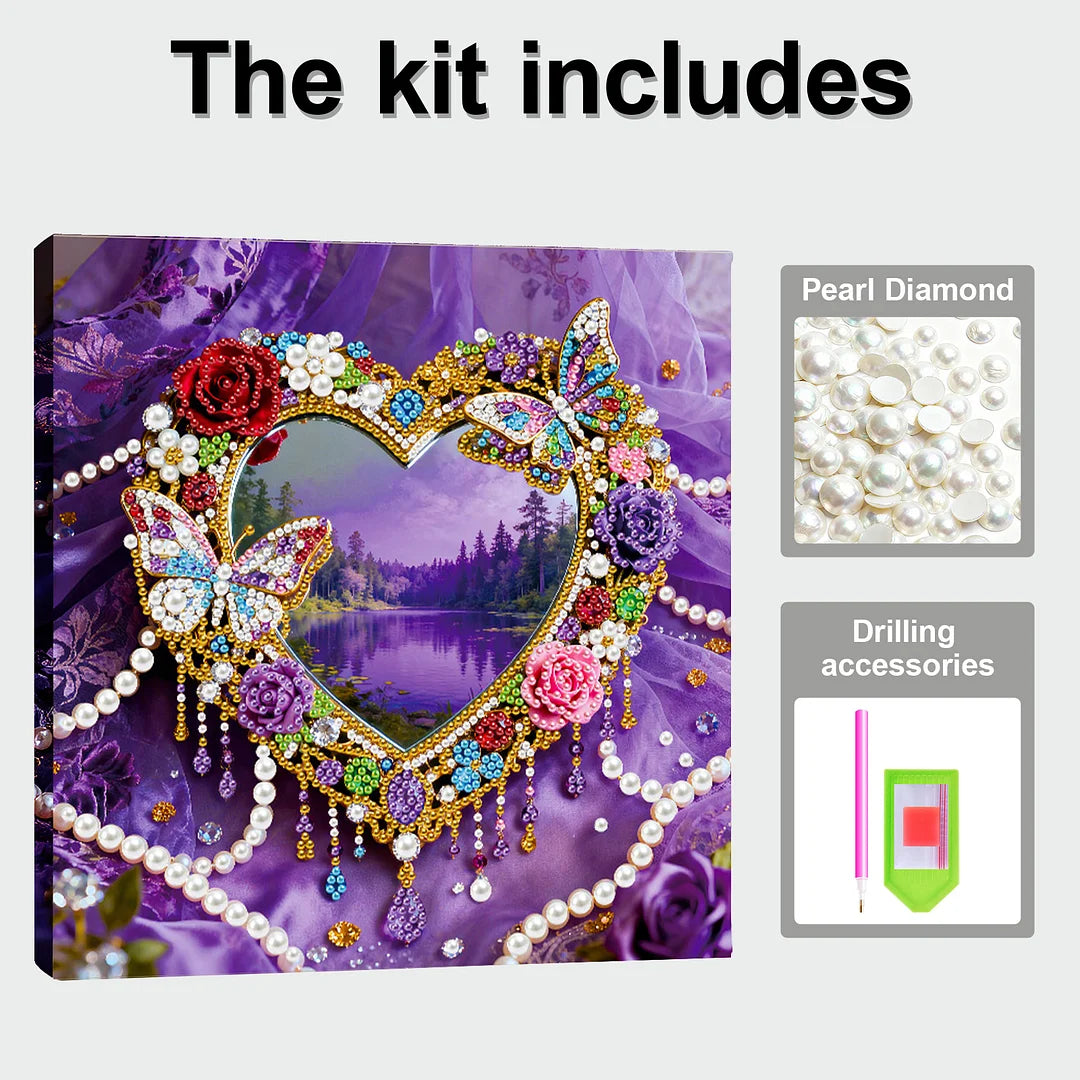 DIY Pearl Painting With Frame - Handmade Self-Adhesive Pearls - Heart (25*25cm)