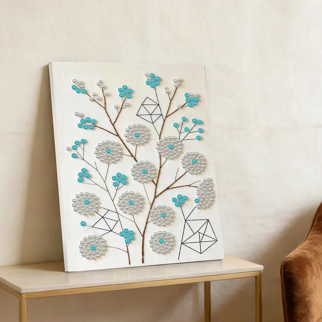 DIY Pearl Painting With Frame - Handmade Self-Adhesive Pearls - Tree Branch (30*40cm)