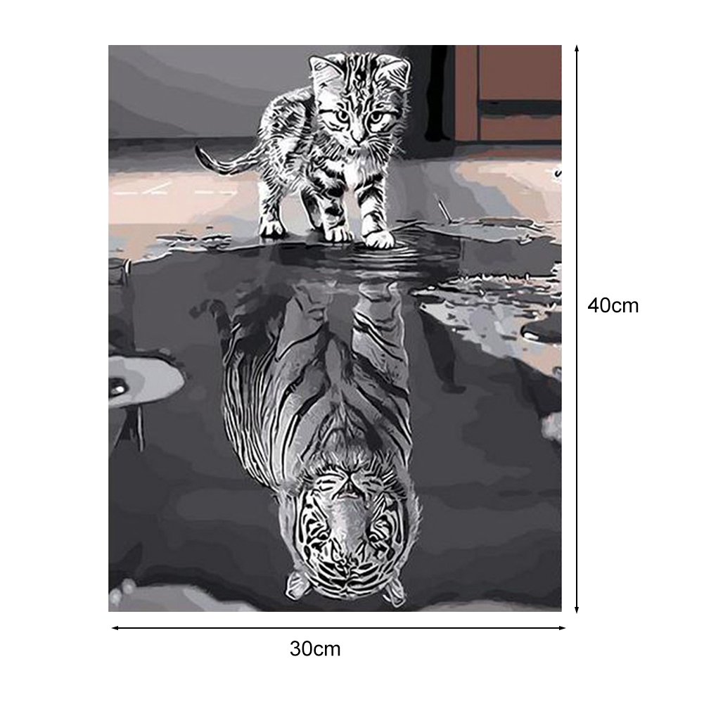 Paint By Number - Oil Painting - Tiger Cat (40*30cm)