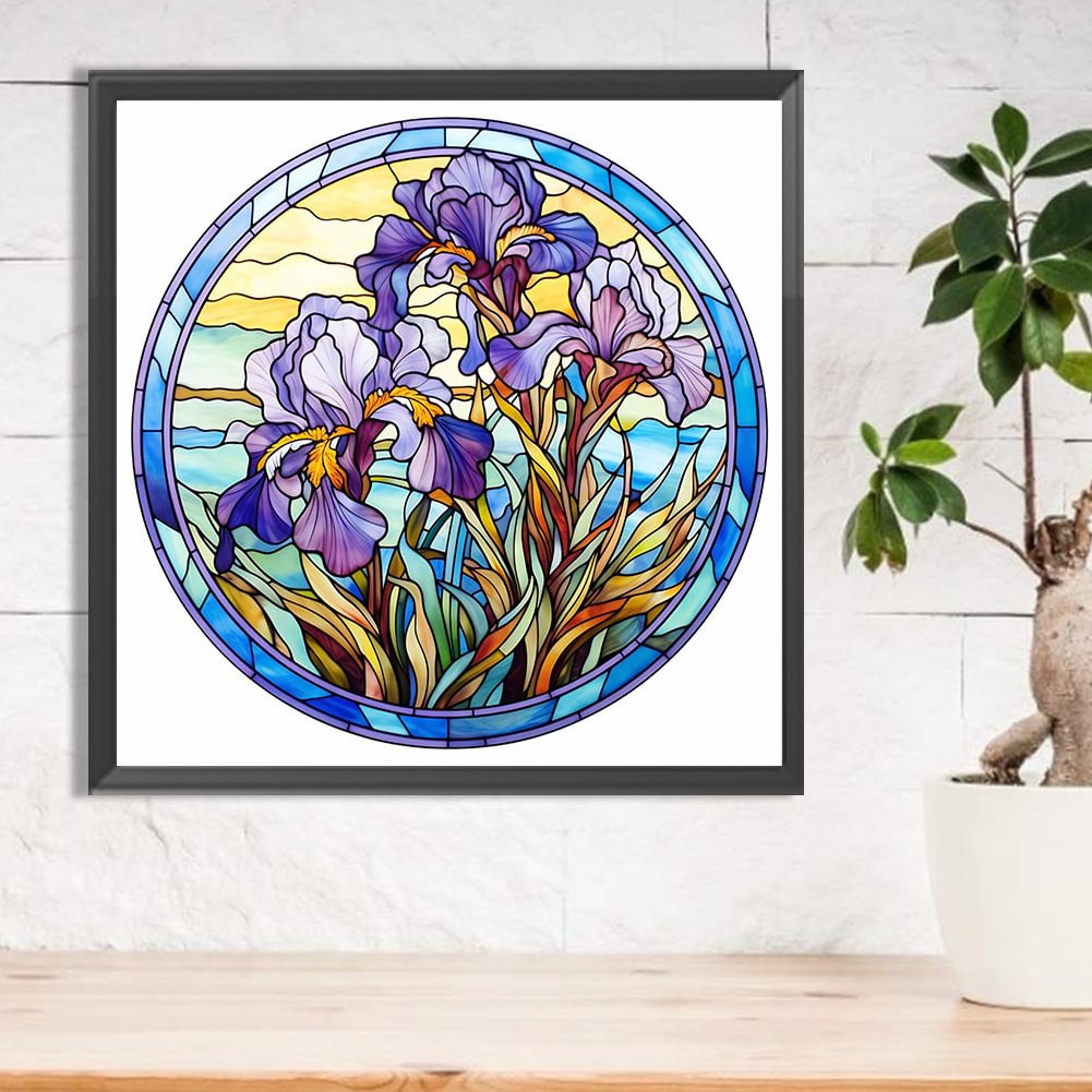Diamond Painting - Full Round / Square  - Stained Glass Flower