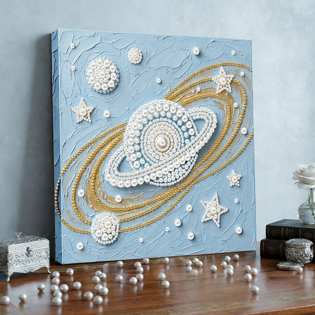 DIY Pearl Painting With Frame - Handmade Self-Adhesive Pearls - Starry Sky (25*25cm)