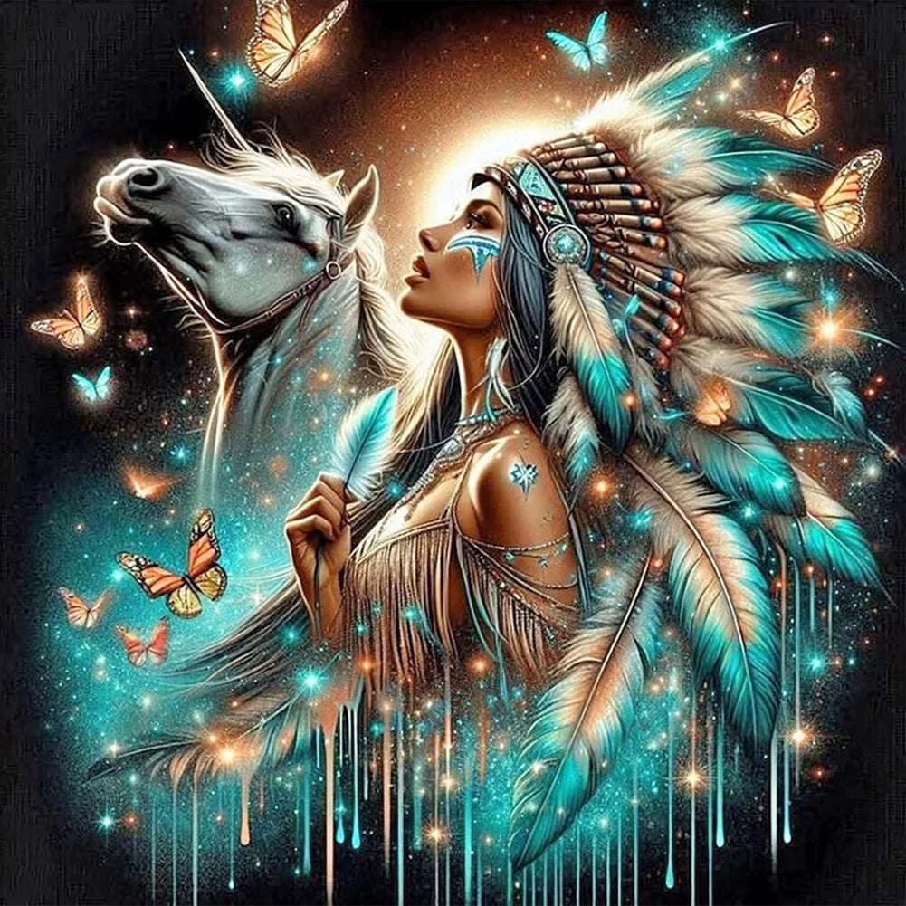 Diamond Painting - Full Round / Square - American Indian Woman
