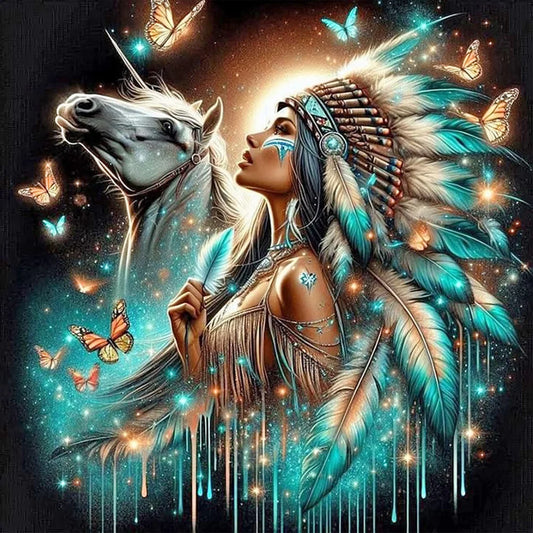 Diamond Painting - Full Round / Square - American Indian Woman