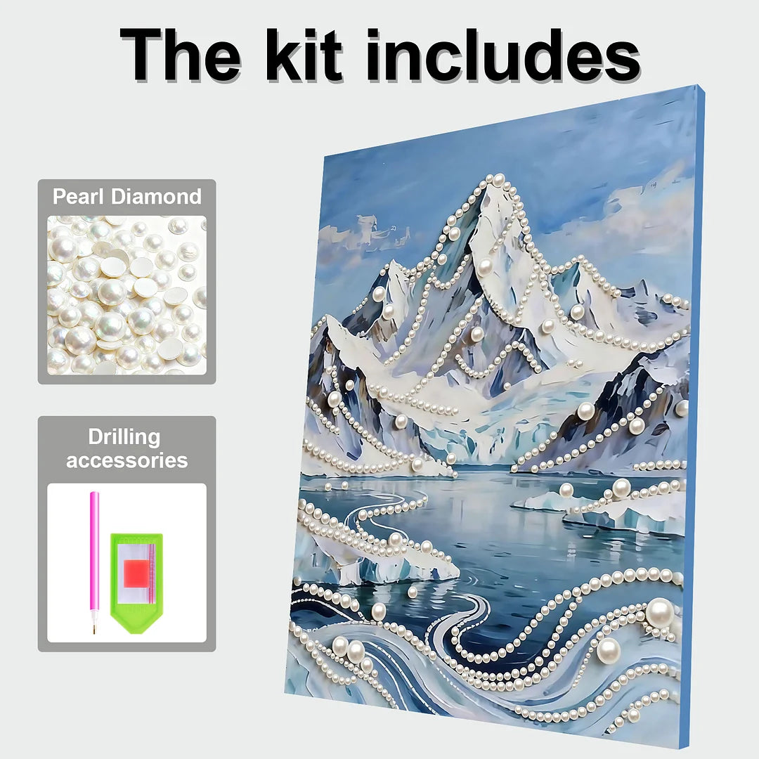 DIY Pearl Painting With Frame - Handmade Self-Adhesive Pearls - High Mountains and Rivers (30*40cm)