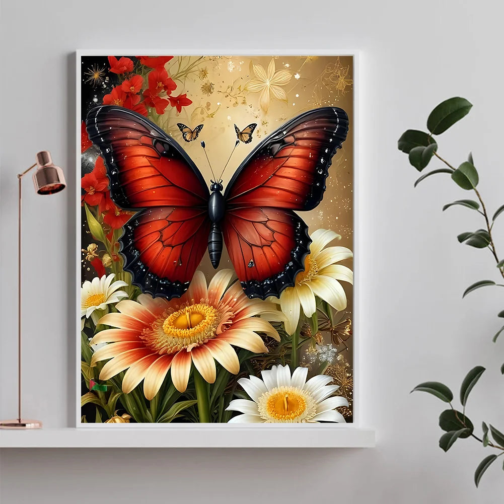 Diamond Painting - Full Round / Square - Red Butterfly