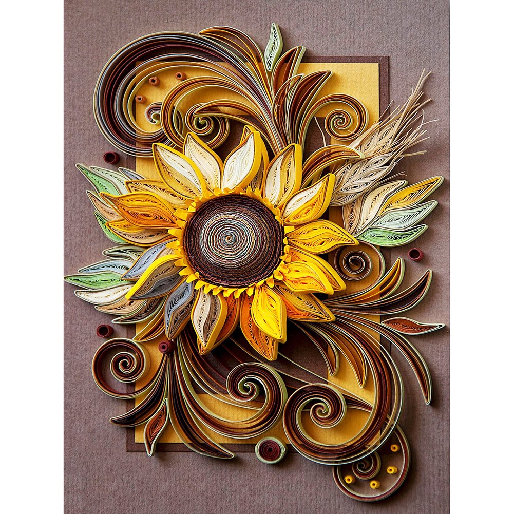 5D Diy Diamond Painting Kit Full Round Beads Quilling Paper Painting Flower