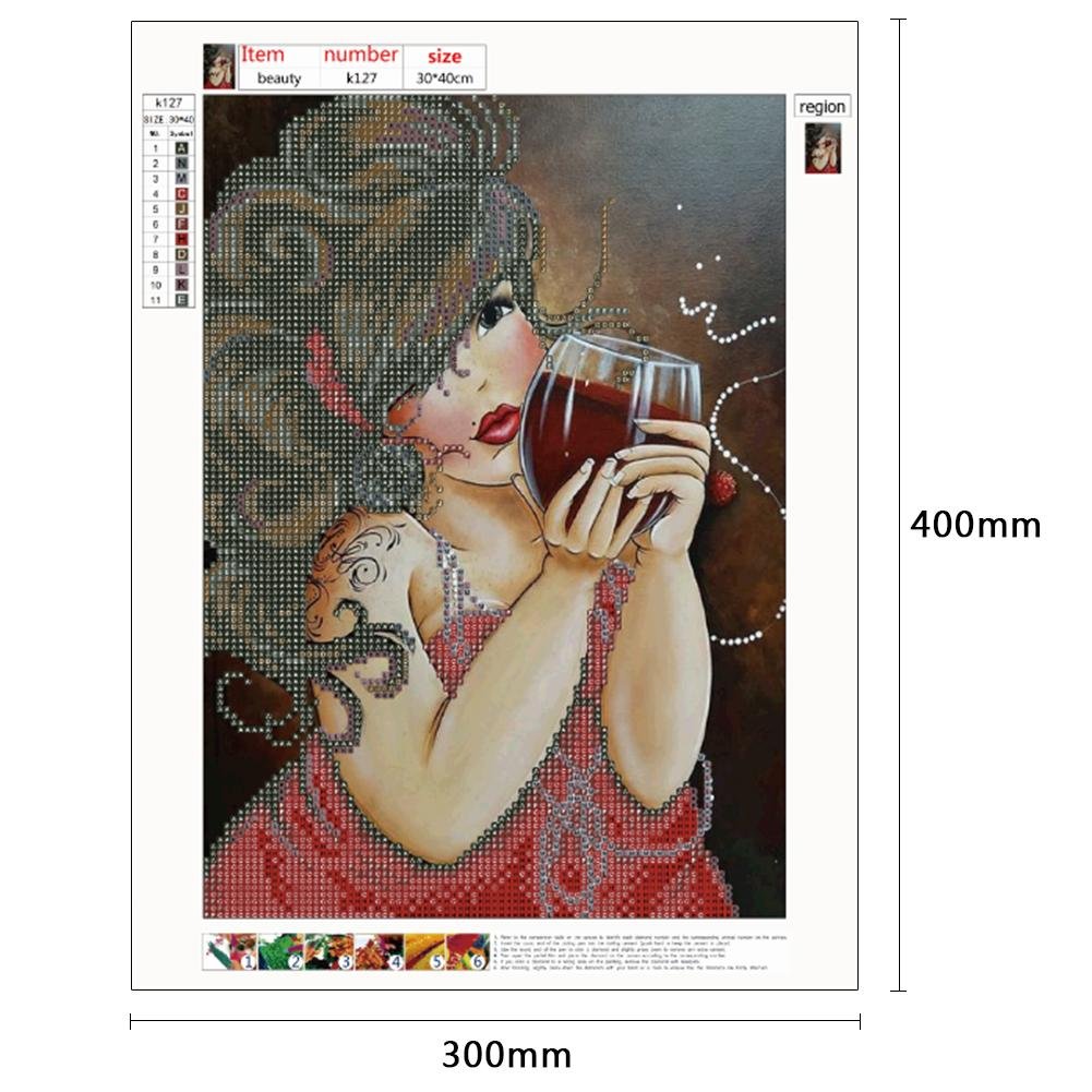 Diamond Painting - Partial Round - Drinking Women