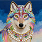 DIY Pearl Painting With Frame - Handmade Self-Adhesive Pearls - Wolf (25*25cm)