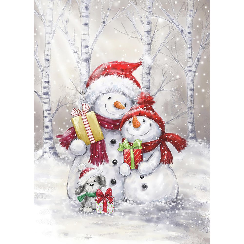 5D Diy Diamond Painting Kit Full Round Beads Snowman Family